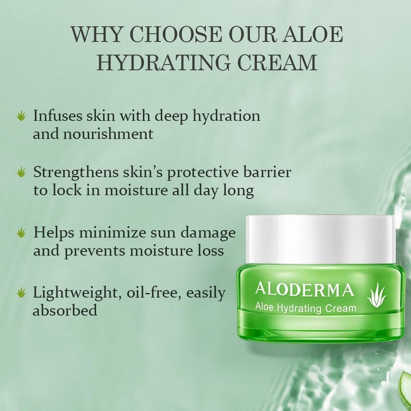 Aloderma Hydrating Face Cream for Dry Skin Made with 65% Organic Aloe Vera - Natural Hydration with Hyaluronic Acid & Arginine - Nourishing Aloe Vera Face Cream - Moisturizing Dry Skin Cream, 1.7oz - Image 4